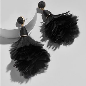 BaubleBar Black Feather Statement Earrings